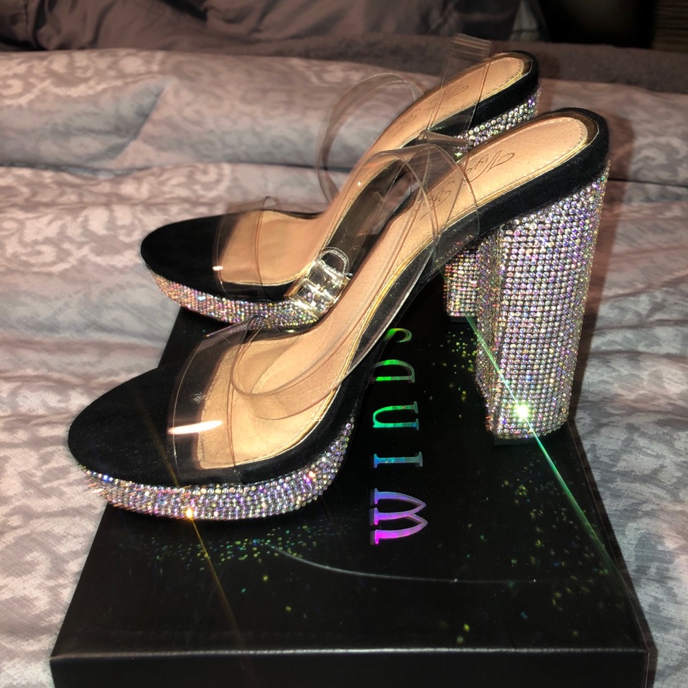 Windsor Clear Rhinestone Heels - Picture 4 of 5